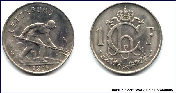 Luxembourg, 1 franc 1964.