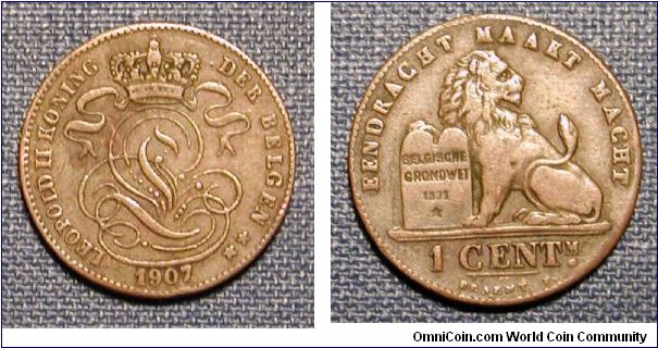 1907 Belgium 1 Cent