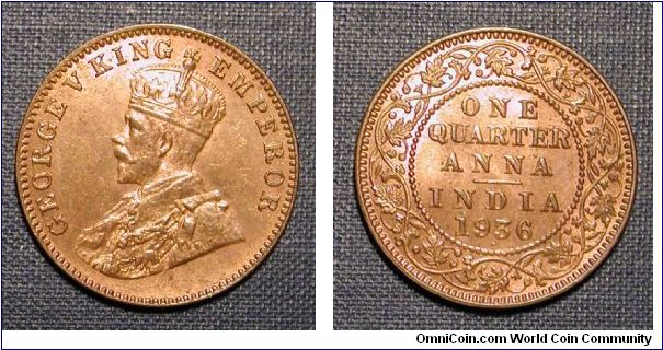 1936 India 1/4 Anna