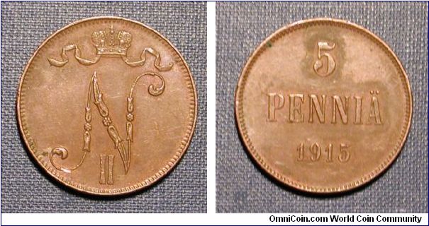 1917 Finland 5 Pennia