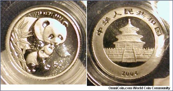 2004 - 1/20 Ounce - 50 Yuan Chinese Platinum Panda Proof
