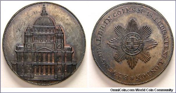 Penny sized Conder Token. Middlesex Young's.
St. Paul's Cathedral.
H. Young Dealer In Coins. No.18. Ludgate.St. London