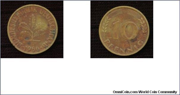 1966,Germany. 10 Pfennig.