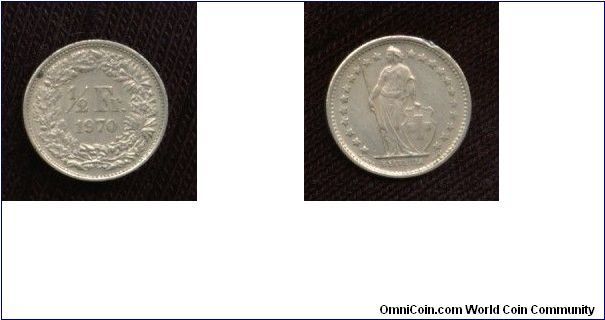 1970 Swiss 1/2 franc