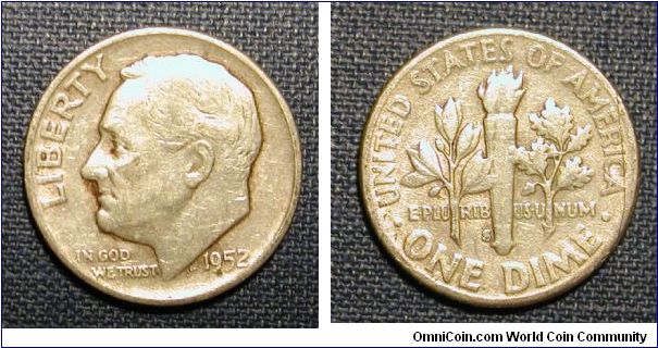 1952-S Roosevelt Dime