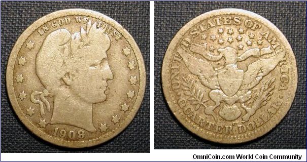 1908-D Barber Quarter