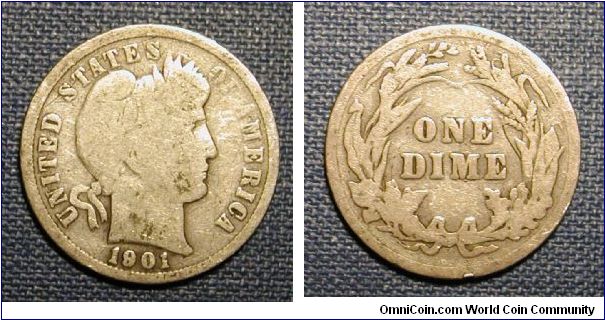 1901 Barber Dime
