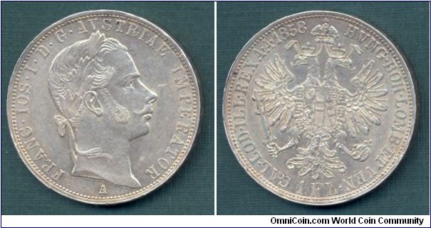 1858-A Austria 1 Florin