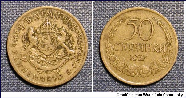 1937 Bulgaria 50 Stotinki