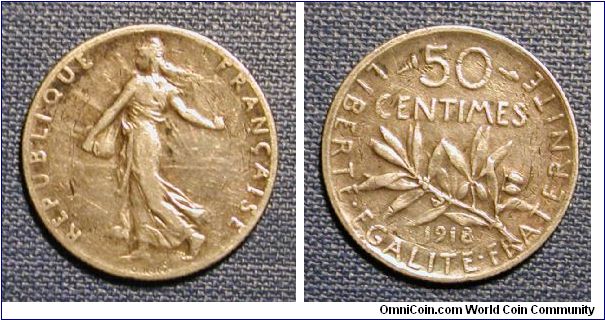 1918 France 50 Centimes