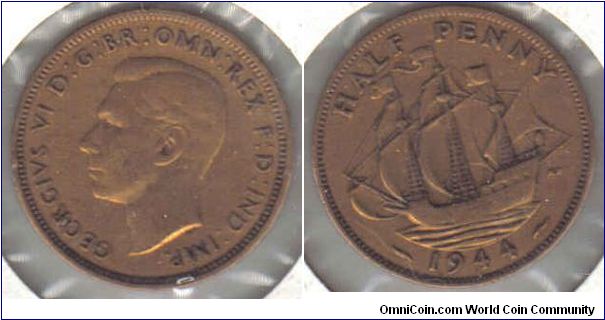 1944 UK Halfpenny