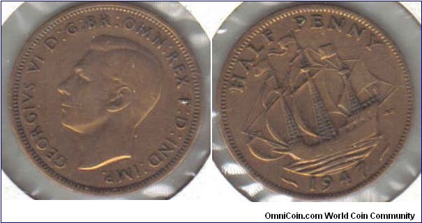 1947 UK Halfpenny