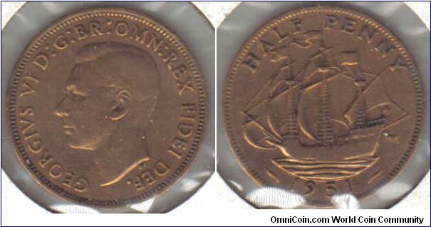 1951 UK Halfpenny