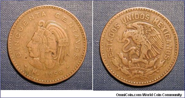 1956 Mexico 50 Centavos