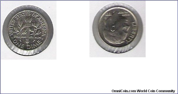 USA 10 cents 1991