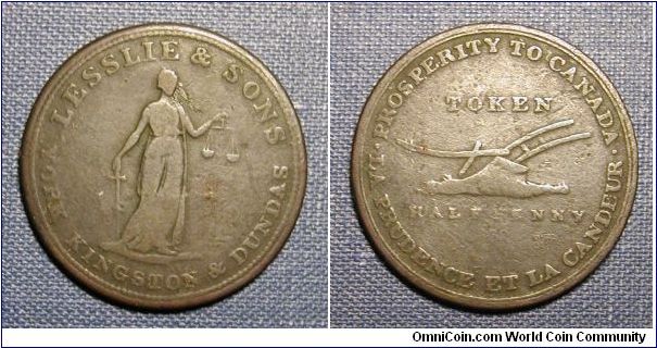 1828 Upper Canada Half Penny Token