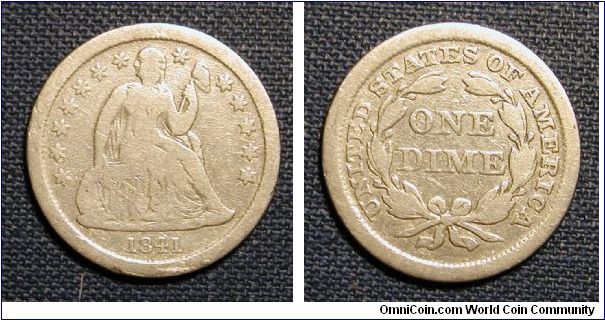 1841 Seated Liberty Dime