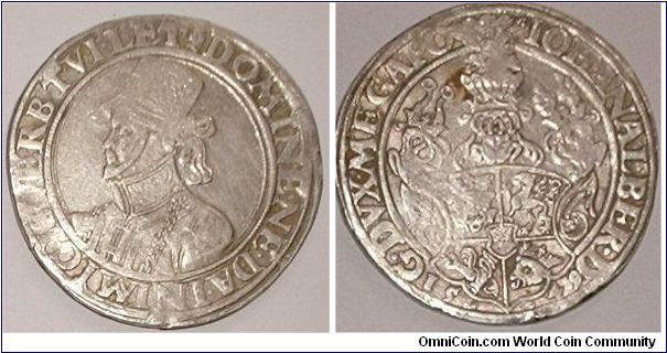 taler from mecklenburg, johann albrecht II