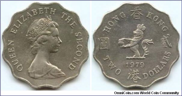 Hong Kong, 2 dollars 1979. Queen Elizabeth II.