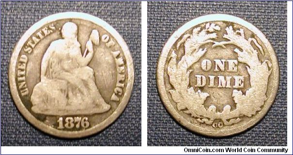 1876-CC Seated Dime