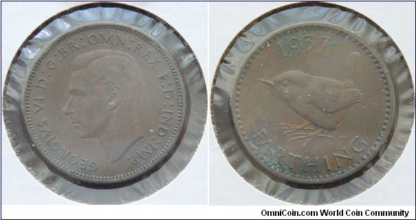 1937 Farthing Has fine details but some corrosion on the Reverse so net Good