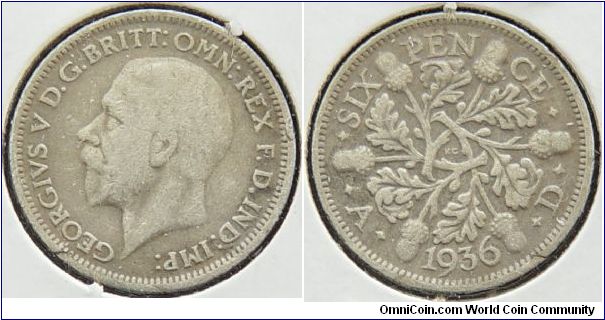 1936 Sixpence (Silver)