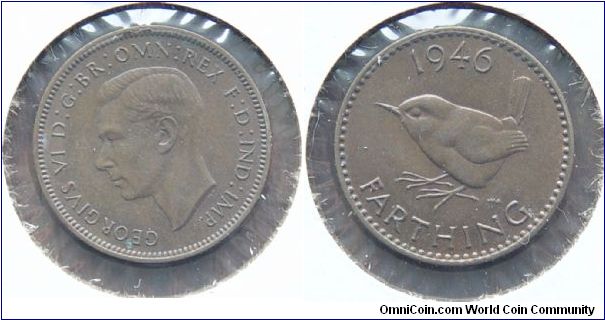 A 1946 British Farthing (one Quarter Penny) AU