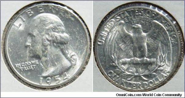 A 1954 Silver Quarter Dollar