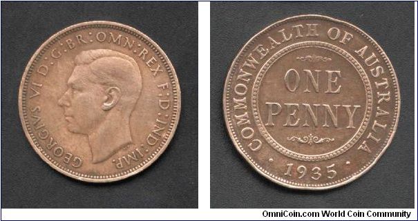 One penny Issued 1935
