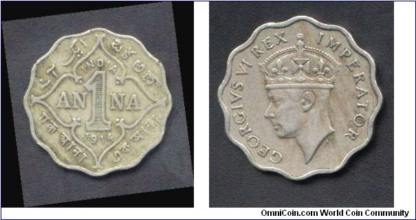 One anna Issued 1914