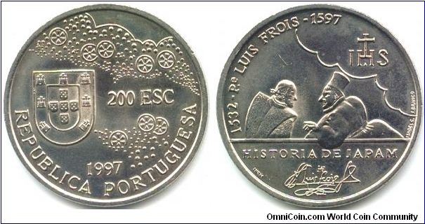 Portugal, 200 escudos 1997. Golden Age of Portuguese Discoveries (VIII series - Missionaries).
Padre Luis Frois.