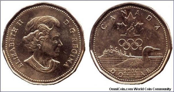 Canada, 1 dollar, 2004, Olympics, Common Loon, Elizabeth II.                                                                                                                                                                                                                                                                                                                                                                                                                                                        