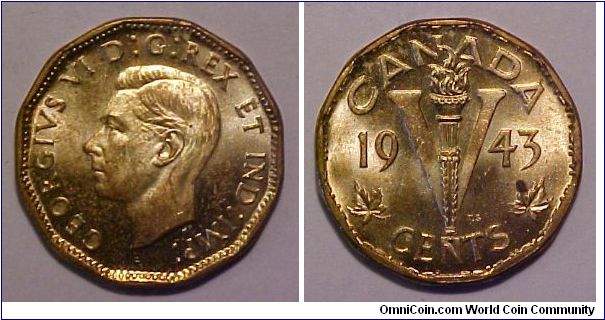 1943 Canada 5 Cents.