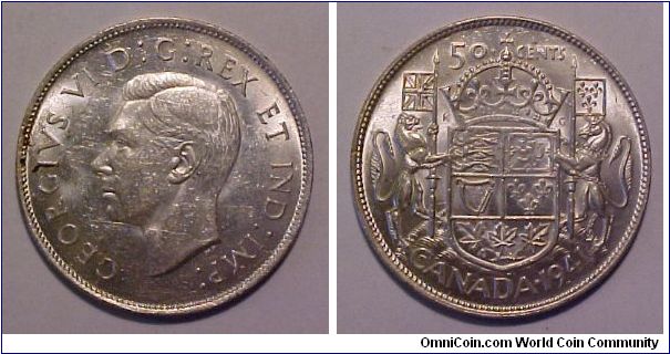 1941 Canada 50 Cents Silver.