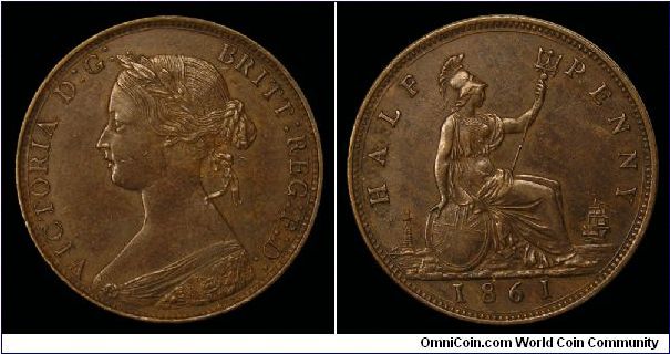1861 Half Penny.
Queen Victoria.