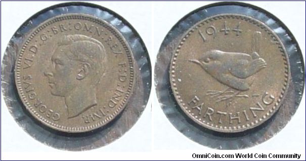 A 1944 British Farthing (One Quarter Penny) XF