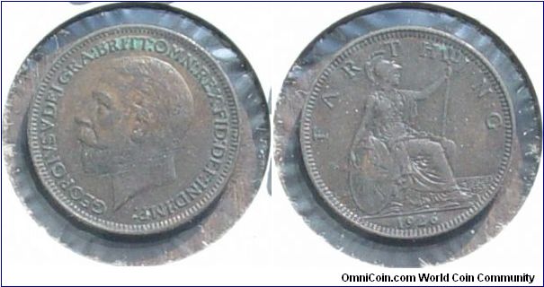 A 1926 British Farthing (One Quarter Penny) VF