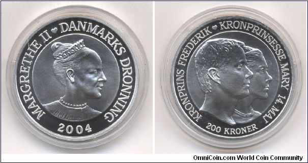 200 kronor honoring the wedding of the crown prince and princess: Frederik and Mary.