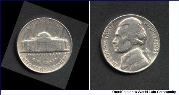 5 Large Cents issued 1939 Faced George Washighton