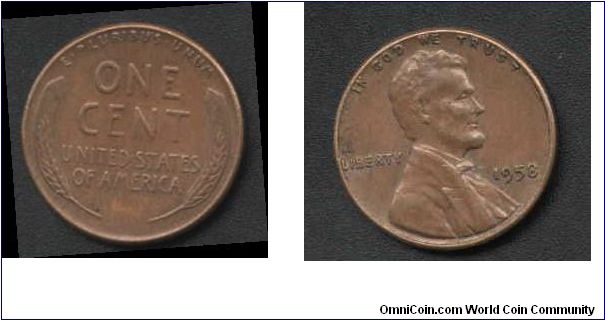 One Large Cents Faced Lincolin Issued 1958