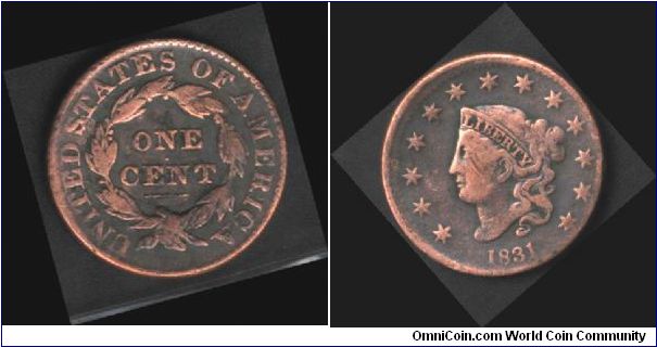 One Cent Issued 1831