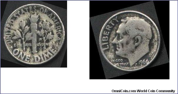 One Dime Issued 1966