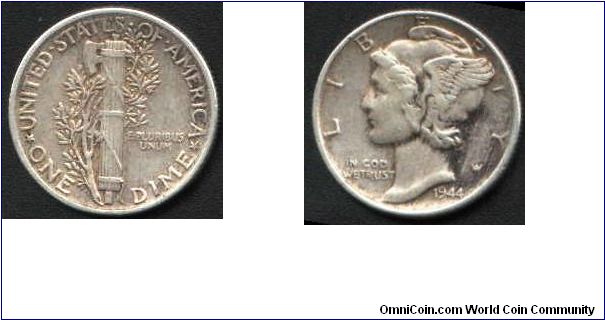 One Dime issued 1944