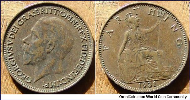 A 1931 British Farthing (One Quarter Penny) XF