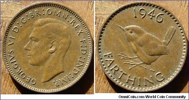 A 1946 British Farthing (One Quarter Penny ) AU