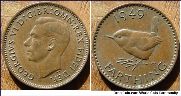 A 1949 British Farthing (One Quarter Penny) XF