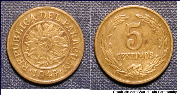 1947 Paraguay 5 Centimos