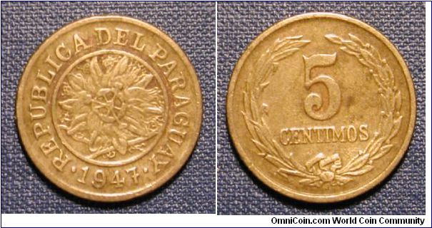 1947 Paraguay 5 Centimos