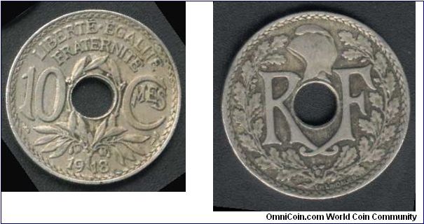 10 centimes issued 1918