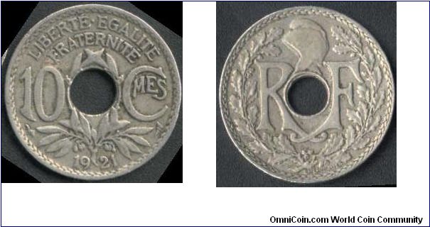10 centimes issued 1921